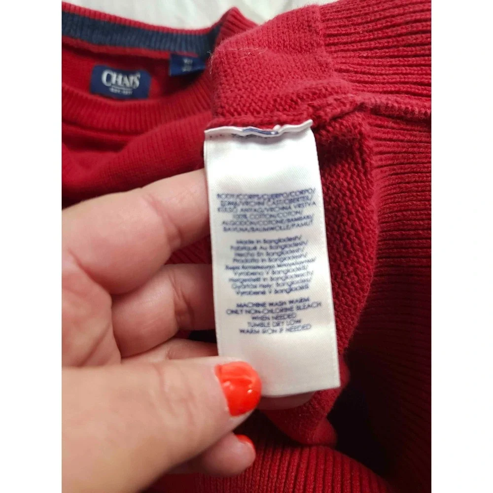 Chaps Sweater Men Size XLT Red Knit Crew Neck Pullover Long Sleeve Cotton Preppy
